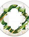 Triangular Gold and Green Design I - Modern Round or Oval Wall Mirror - Quatrefoil