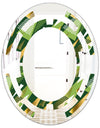 Triangular Gold and Green Design I - Modern Round or Oval Wall Mirror - Space