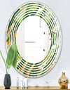Triangular Gold and Green Design I - Modern Round or Oval Wall Mirror - Wave