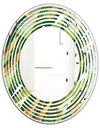 Triangular Gold and Green Design I - Modern Round or Oval Wall Mirror - Wave