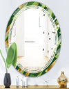 Triangular Gold and Green Design I - Modern Round or Oval Wall Mirror - Triple C