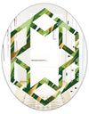 Triangular Gold and Green Design I - Modern Round or Oval Wall Mirror - Hexagon Star
