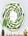 Triangular Gold and Green Design I - Modern Round or Oval Wall Mirror - Whirl