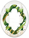 Triangular Gold and Green Design I - Modern Round or Oval Wall Mirror - Quatrefoil