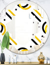 Trendy Black and Gold Triangular Pattern I - Modern Round or Oval Wall Mirror - Quatrefoil