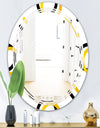 Trendy Black and Gold Triangular Pattern I - Modern Round or Oval Wall Mirror - Triple C