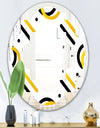 Trendy Black and Gold Triangular Pattern I - Modern Round or Oval Wall Mirror - Quatrefoil
