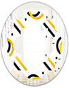 Trendy Black and Gold Triangular Pattern I - Modern Round or Oval Wall Mirror - Quatrefoil