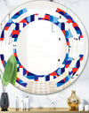Blue, Red & White Polka Dots - Modern Round or Oval Wall Mirror - Space