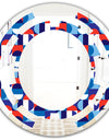 Blue, Red & White Polka Dots - Modern Round or Oval Wall Mirror - Space