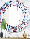 Blue, Red & White Polka Dots - Modern Round or Oval Wall Mirror - Wave
