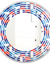 Blue, Red & White Polka Dots - Modern Round or Oval Wall Mirror - Wave