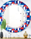Blue, Red & White Polka Dots - Modern Round or Oval Wall Mirror - Triple C