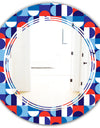 Blue, Red & White Polka Dots - Modern Round or Oval Wall Mirror - Triple C