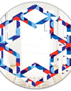 Blue, Red & White Polka Dots - Modern Round or Oval Wall Mirror - Hexagon Star