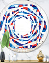 Blue, Red & White Polka Dots - Modern Round or Oval Wall Mirror - Whirl