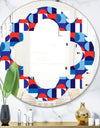 Blue, Red & White Polka Dots - Modern Round or Oval Wall Mirror - Quatrefoil