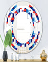 Blue, Red & White Polka Dots - Modern Round or Oval Wall Mirror - Space