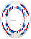 Blue, Red & White Polka Dots - Modern Round or Oval Wall Mirror - Space