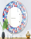 Blue, Red & White Polka Dots - Modern Round or Oval Wall Mirror - Wave
