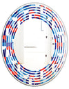 Blue, Red & White Polka Dots - Modern Round or Oval Wall Mirror - Wave
