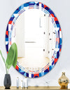 Blue, Red & White Polka Dots - Modern Round or Oval Wall Mirror - Triple C