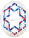 Blue, Red & White Polka Dots - Modern Round or Oval Wall Mirror - Hexagon Star