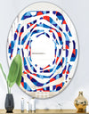 Blue, Red & White Polka Dots - Modern Round or Oval Wall Mirror - Whirl