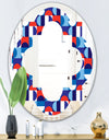 Blue, Red & White Polka Dots - Modern Round or Oval Wall Mirror - Quatrefoil