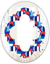 Blue, Red & White Polka Dots - Modern Round or Oval Wall Mirror - Quatrefoil