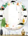 Retro Tropical Leaves II - Modern Round or Oval Wall Mirror - Leaves