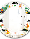 Retro Tropical Leaves II - Modern Round or Oval Wall Mirror - Leaves