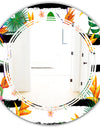 Retro Tropical Leaves II - Modern Round or Oval Wall Mirror - Triple C