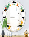 Retro Tropical Leaves II - Modern Round or Oval Wall Mirror - Leaves