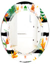 Retro Tropical Leaves II - Modern Round or Oval Wall Mirror - Triple C