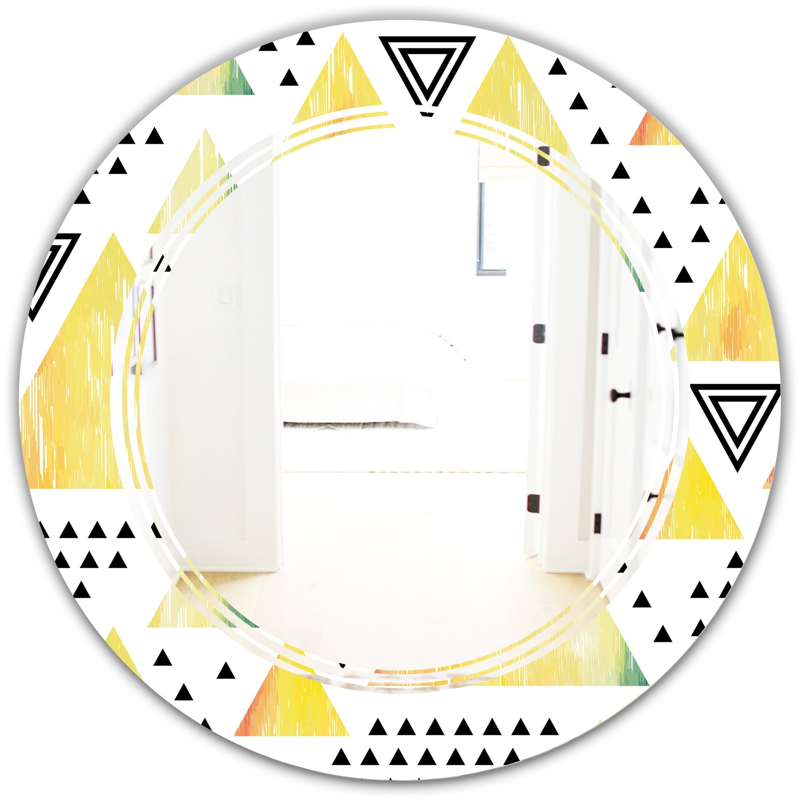Triangular Retro Design IV - Modern Round or Oval Wall Mirror - Triple C