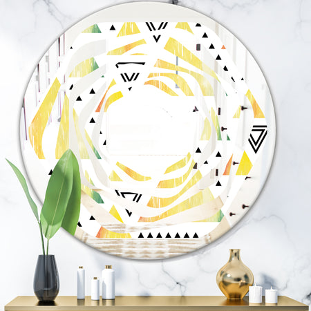 Triangular Retro Design IV - Modern Round or Oval Wall Mirror - Whirl