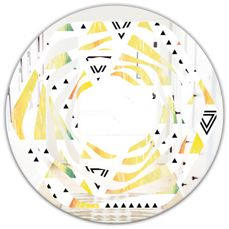 Triangular Retro Design IV - Modern Round or Oval Wall Mirror - Whirl