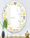 Triangular Retro Design IV - Modern Round or Oval Wall Mirror - Leaves