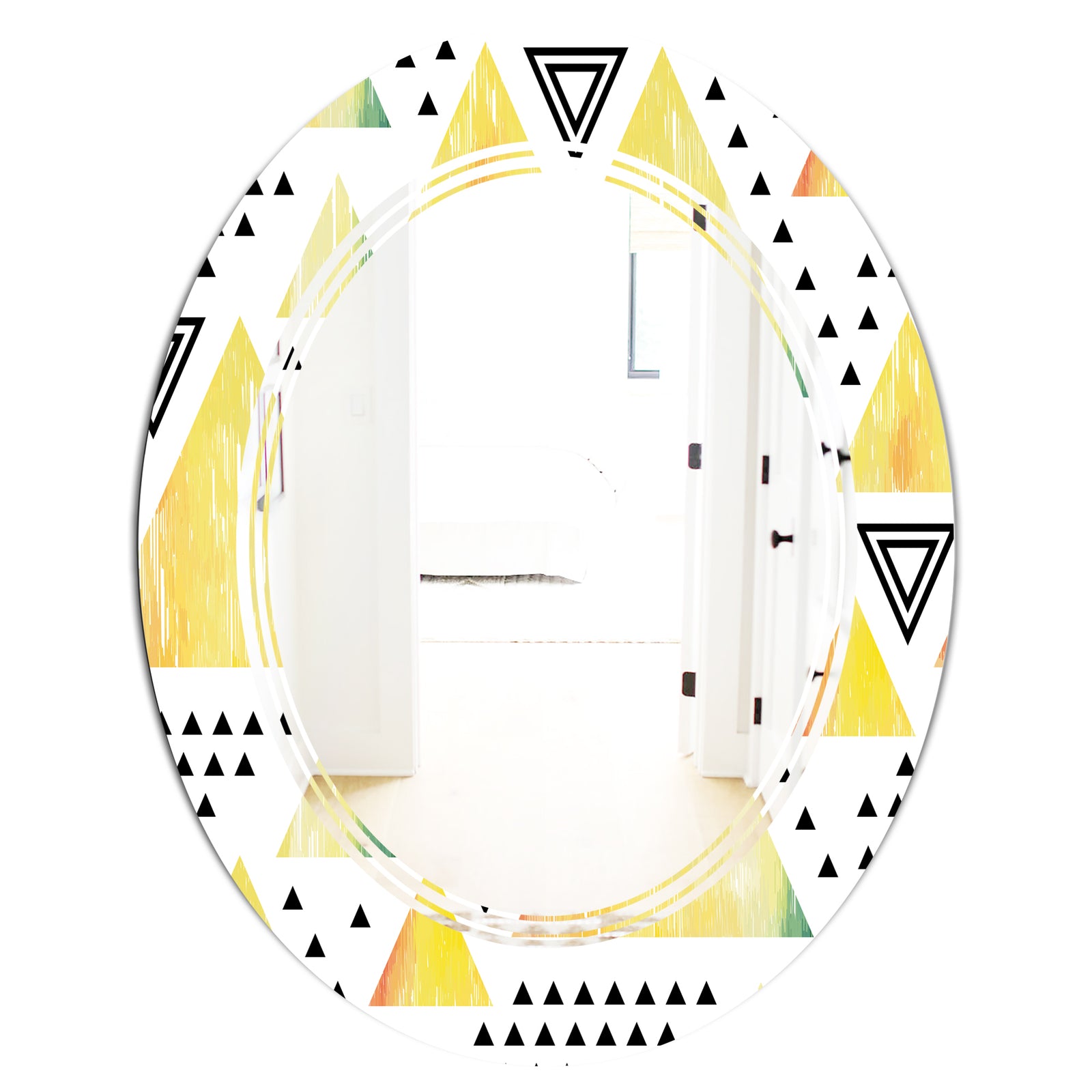 Triangular Retro Design IV - Modern Round or Oval Wall Mirror - Triple C