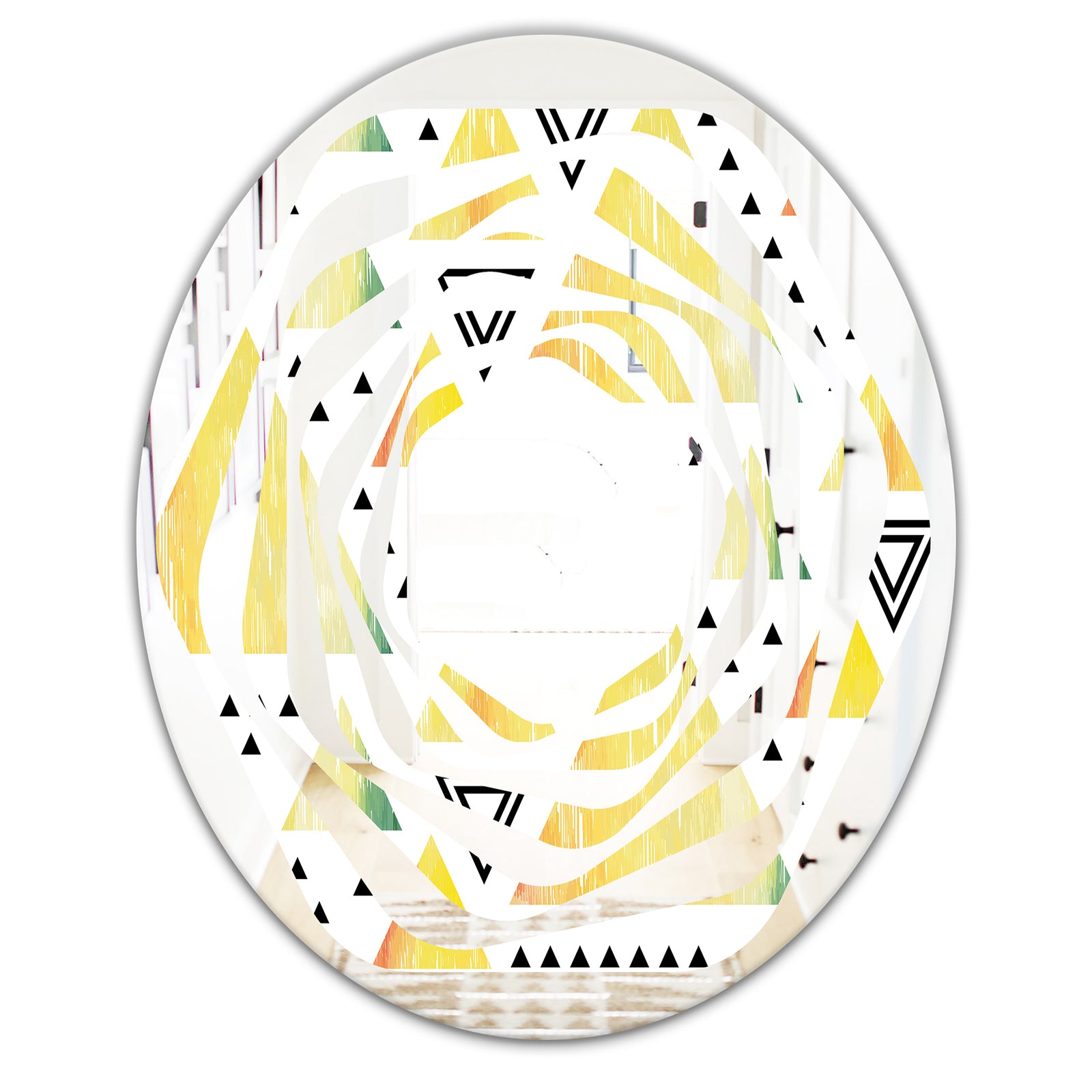 Triangular Retro Design IV - Modern Round or Oval Wall Mirror - Whirl