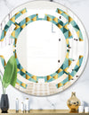 Gold and Blue Dynamics V - Modern Round or Oval Wall Mirror - Space
