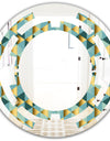 Gold and Blue Dynamics V - Modern Round or Oval Wall Mirror - Space
