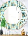Gold and Blue Dynamics V - Modern Round or Oval Wall Mirror - Wave