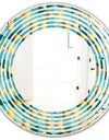 Gold and Blue Dynamics V - Modern Round or Oval Wall Mirror - Wave