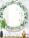 Gold and Blue Dynamics V - Modern Round or Oval Wall Mirror - Leaves
