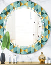 Gold and Blue Dynamics V - Modern Round or Oval Wall Mirror - Triple C