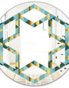 Gold and Blue Dynamics V - Modern Round or Oval Wall Mirror - Hexagon Star