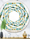 Gold and Blue Dynamics V - Modern Round or Oval Wall Mirror - Whirl