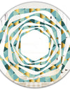 Gold and Blue Dynamics V - Modern Round or Oval Wall Mirror - Whirl